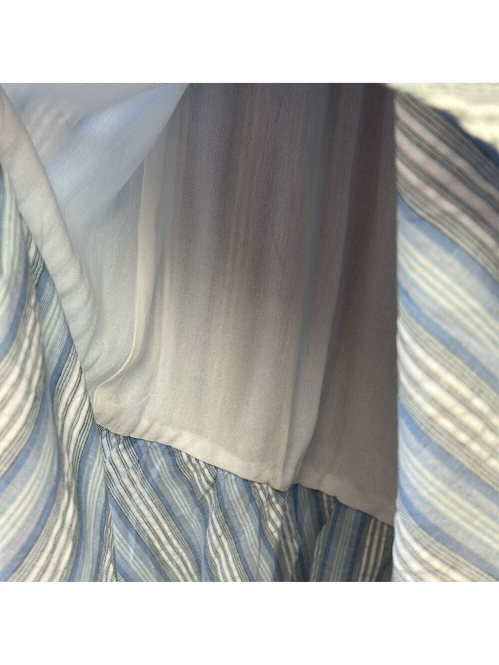 Moon River NWOT Light Blue Striped Ruffle Fringe High Low Maxi Skirt 100% cotton - Picture 4 of 12